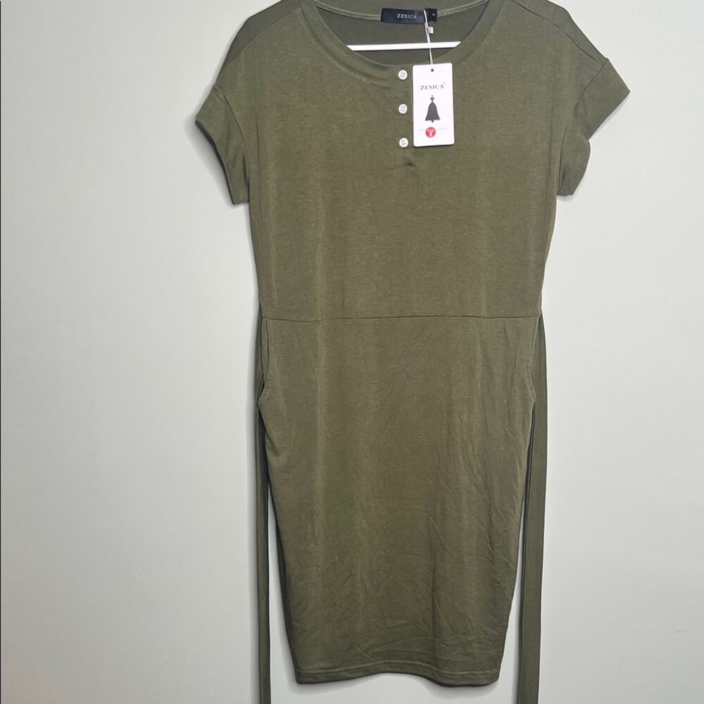 Zesica Green Dress with Pockets Small